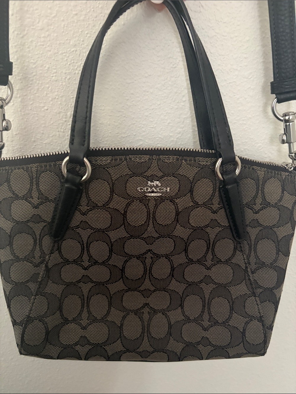 Coach Monogram Canvas Tote in Brown and Black